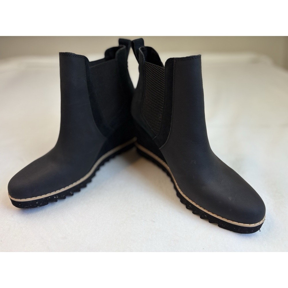 Tom's Black Suede Ankle Wedge Bootie Women's 10 Low‎ Top - Picture 3 of 9